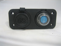 Waterproof Dual USB Charger and  Lighted Switch Marine 12 Volt Panel Dashboard - 12-vtechnology