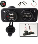 Red Waterproof Panel Mount 12 Volt USB Charger 3.1 Amp + Voltmeter + wires + Fuse - 12-vtechnology