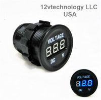 Fused Triple Fast Smart 4.2 Amp USB Charger + Voltmeter +12V Socket Panel Marine - 12-vtechnology