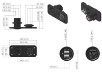 Fast Pannel MountUSB 3.1 Charger +Voltmeter + Wires Marine 12V Motorcycle Outlet - 12-vtechnology