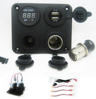 Highest Power 4.2A USB Charger + Voltmeter +12V Socket & Lighter Plug w Wires - 12-vtechnology