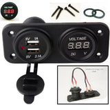 Red Waterproof Panel USB Charger Socket 3.1 Amp + Voltmeter + Jumper Wire 12V - 12-vtechnology