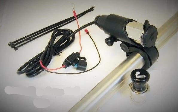 Motorcycle Handelbar Mount 12 Volt Cigarette Lighter Socket Power Outlet- Mount - 12-vtechnology