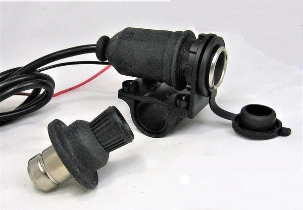 New Motorcycle 12V Cigarette Lighter Plug & Socket Outlet Handlebars 3/4" to 1" - 12-vtechnology