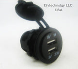 Sea Dual 3.1A USB Charger Socket No LED w/ Watertight Cap Blue Marine Boat