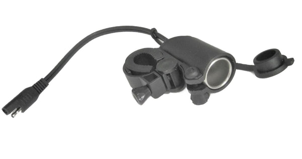 Handlebar Mount, SAE Connector, 12V Accessory Plug Socket Fit bars 7/8"- 1-1/4" #SAE1+MS1+gmnt