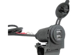 Highest Power 4.8 Amp USB Charger Socket 12V Motorcycles Handlebar Mount + Wires #CP+SMNT+Ahrn60-SBPN