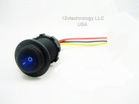 Rocker Switch 12 volt DC Round LED Illuminated SPST Blue Red Yellow Green Black Panel Mount  #cSwb0 cswr0 cswy0 cswg0/sw