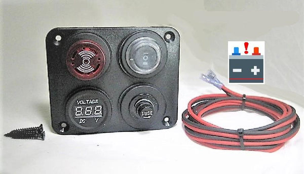 Panel Fused Battery Bank Monitor Minder Low Voltage Discharge Alarm 12V Sailboat #BTM3F