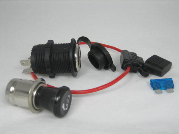 Cigarette Lighter 12 Volt Motorcycle Marine Socket Power Outlet & Fuse & Plug - 12-vtechnology