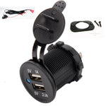 Blue 12V DC 3.1A Waterproof Dual USB Charger Socket w/ Dash Mount 60" Fused Cable #U/2sq/ahrn60