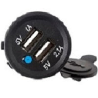 12V DC 3.1A Waterproof Dual Car USB Charger Socket Heavy Weather Cap CU, CUB