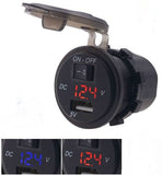 Voltmeter, USB Charger and On / Off Switch. Draws No Power When Off, Waterproof   CSVU-R/B/SW