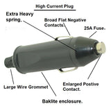 High Current Amps 12V Accessory Socket and Plug, Lighter Style 25 amp w/rubber skirt. #zplg/pba/ms1